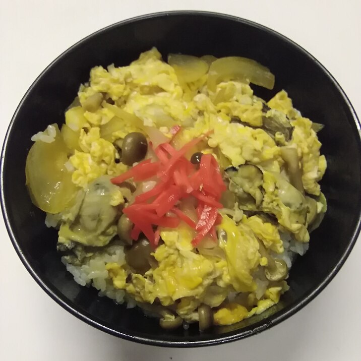 冷凍牡蠣とシメジのつゆだく丼